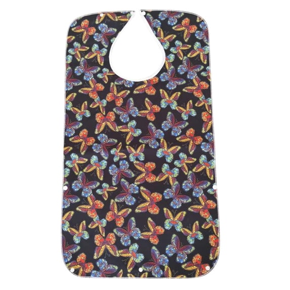 FNGZ Bibs Clos Clearance Adult Bibs Clothing Protector Long Washable Reusable Bibs Waterproof Snap Closure Black