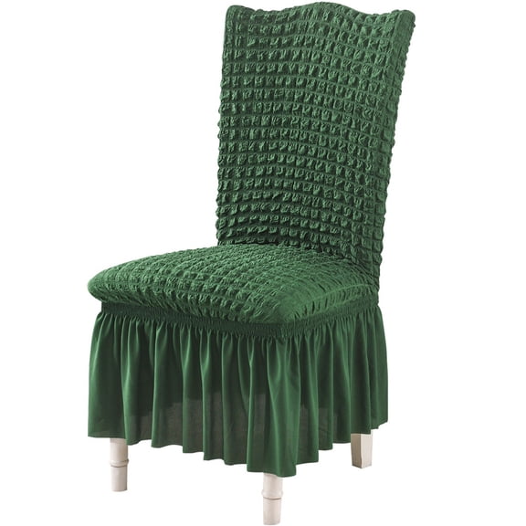 FNGZ Cushion Bubble Plaid Stretch Dining Chair Covers Slipcovers Thick With Chair Cover Skirt Dark Green