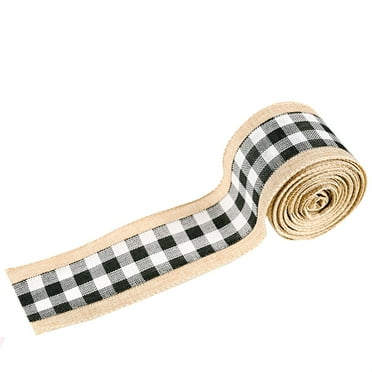 FNGZ Event & Party Webbing Webbing Christmas Wired Edge Ribbons Christmas Buffalo Plaid Ribbon Solid Color Burlap Ribbon Gingham Craft Ribbon for Christmas DIY Wrapping Party Bow Craft Making