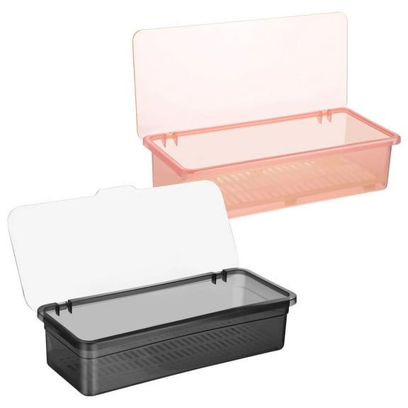 FNGZ Kitchen Supplies, 2 Pcs Flatware Plastic Trays with Lid Cutlery Organizer Silverware Countertop Storage Containers Boxes Storage Container, 2*Storage Box