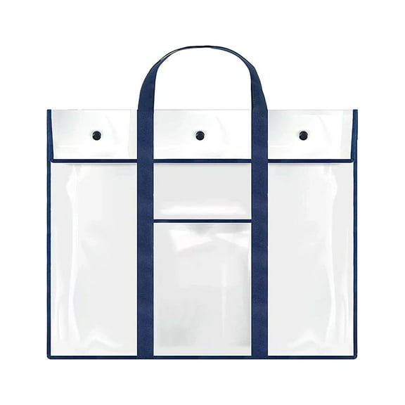 FNGZ Office Equipment Clearance Bag Large Poster Storage Bag Large Capacity PVC Art Portfolio Storage Pouch Organizer with Pocket Portable Bulletin Board Holder for Teacher Classroom Clear