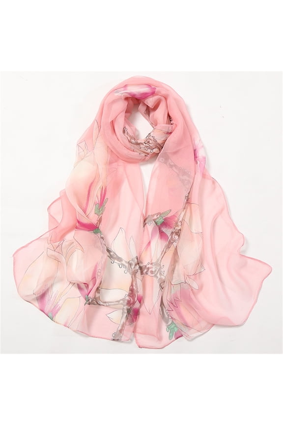 Piece of Silk Scarf, Pink Silk Scarves, Scarfs for Women Lightweight Print Floral Pattern Scarf Shawl Fashion Scarves Sunscreen Shawls And Wraps for Spring