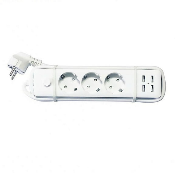 FNGZ Sfety Power Strip Clearance a 4x 3-Way Connection and Multi-Socket 2.3 1.7 M with USB Port Cable Board Extension Power Small Appliances White
