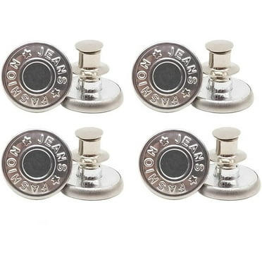 FNGZ Tools Series, Button Pins for Jeans No Sew and No Tools Instant Jean Button Pins for Pants 4 Sets Replacement Buttons Simple Installation Reusable and Adjustable Handmade Buttons, Button X4