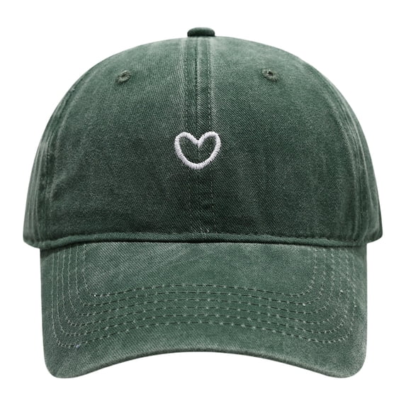 FNGZ Vintage Heart Embroidered Baseball Cap | Unisex Cotton Cap | Women Solid Color Heart Embroidered Soft Top Outdoor Washed Baseball Cap
