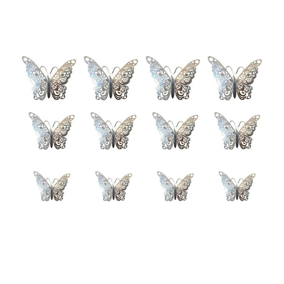 FNGZ Wall Stickers Clearance Metal Hollow Simulation Butterfly Gold and Silver Butterfly Wall Sticker Silver