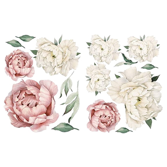 FNGZ Wall Stickers Clearance Pink Wall (Vintage Flower Peony Wall Watercolor) Watercolor Decor Decals Peony Wall Sticker