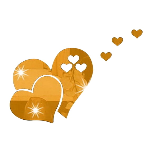 FNGZ Wall Stickers Heart Shape Mirror Wall Sticker 3D Art Wall Decal Removable Mirror Wall Sticker for Home Decoration Home Decor Gold