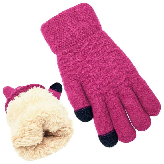 FNGZ Winter Mittens Gloves for Women | Knit Thick Gloves | Women'S Winter Warm Screen Gloves Womens Thermal Cable Knit Wool Fleece Lined Glove for Cold Weather