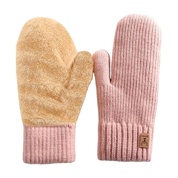 FNGZ Winter Mittens Gloves for Women | Knit Thick Gloves | Winter Knit Gloves Warm Full Fingers Women with Upgraded Anti Glove Fleece Lined