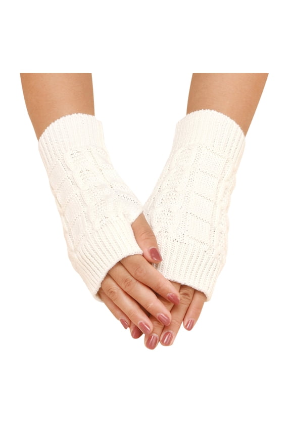 Winter Mittens Gloves for Women | Knit Thick Gloves | Women Casual Autumn and Winter Simple Solid Color Pattern Knitted Short Half Finger Gloves
