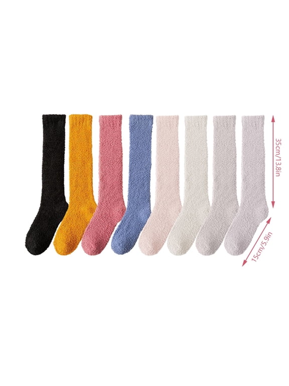 Women Fluffy Winter Socks Warm Knee-High Socks Long | Cosy Thermal Ladies Socks | Women Fluffy Winter Socks Warm Knee High Socks Long Cosy Thermal Ladies Socks Fuzzy Thick for Ladies Girls