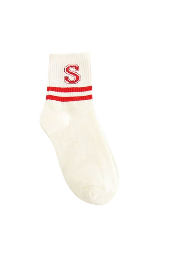 Women Socks | a Pair of Socks | Korea Ready Stock Women Casual Letter Cotton Solid Pure Color Comfortable Socks