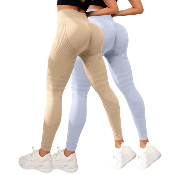 FNGZ Workout Leggings for Women | Seamless Scrunch Butt Lifting Leggingshigh Stretch Quick Dry Training Workout Running Athletic Leggings for Women, High Waist Hip Lifting Yoga Pants | Beige Xl