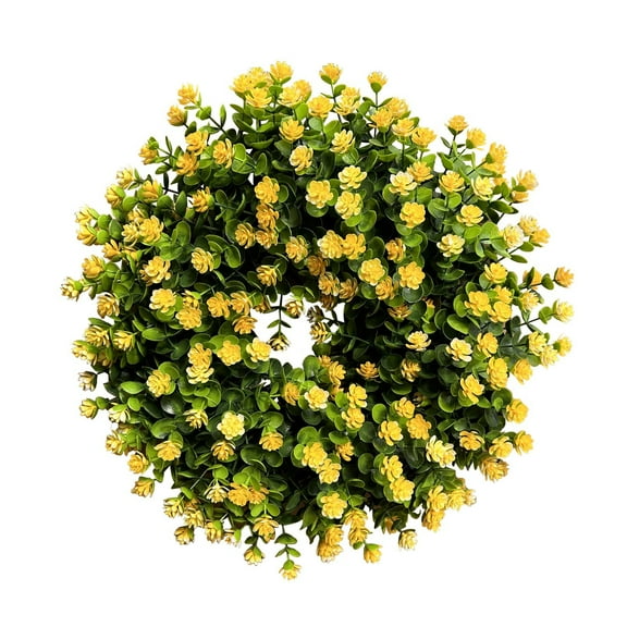FNGZ Wreath for Front Door,Spring and Summer Pure Yellow Wreath Simulation Flower Pure Yellow Wreath Door Hanging Home Decoration Spring and Summer Wreath Farmhouse Decoration(40Cm),Summer Wreath