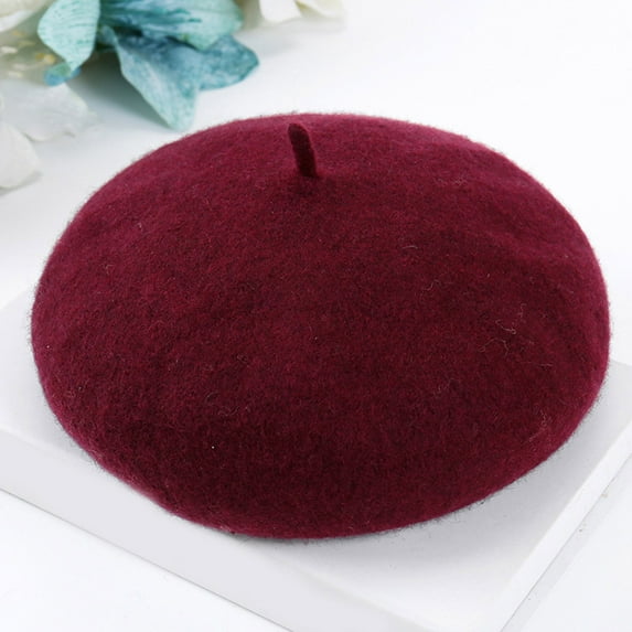 FNGZ a Hat, Ea Berets, Women New Solid Color Adjustable Wool Beret Wool Warm Hat in Autumn And Winter