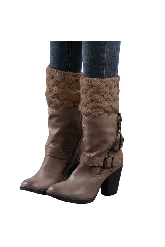 a Pair of Socks, Khaki Socks, Knitted Boot Cover Short Coarse Needle And Thick Knitted Woollen Stocking