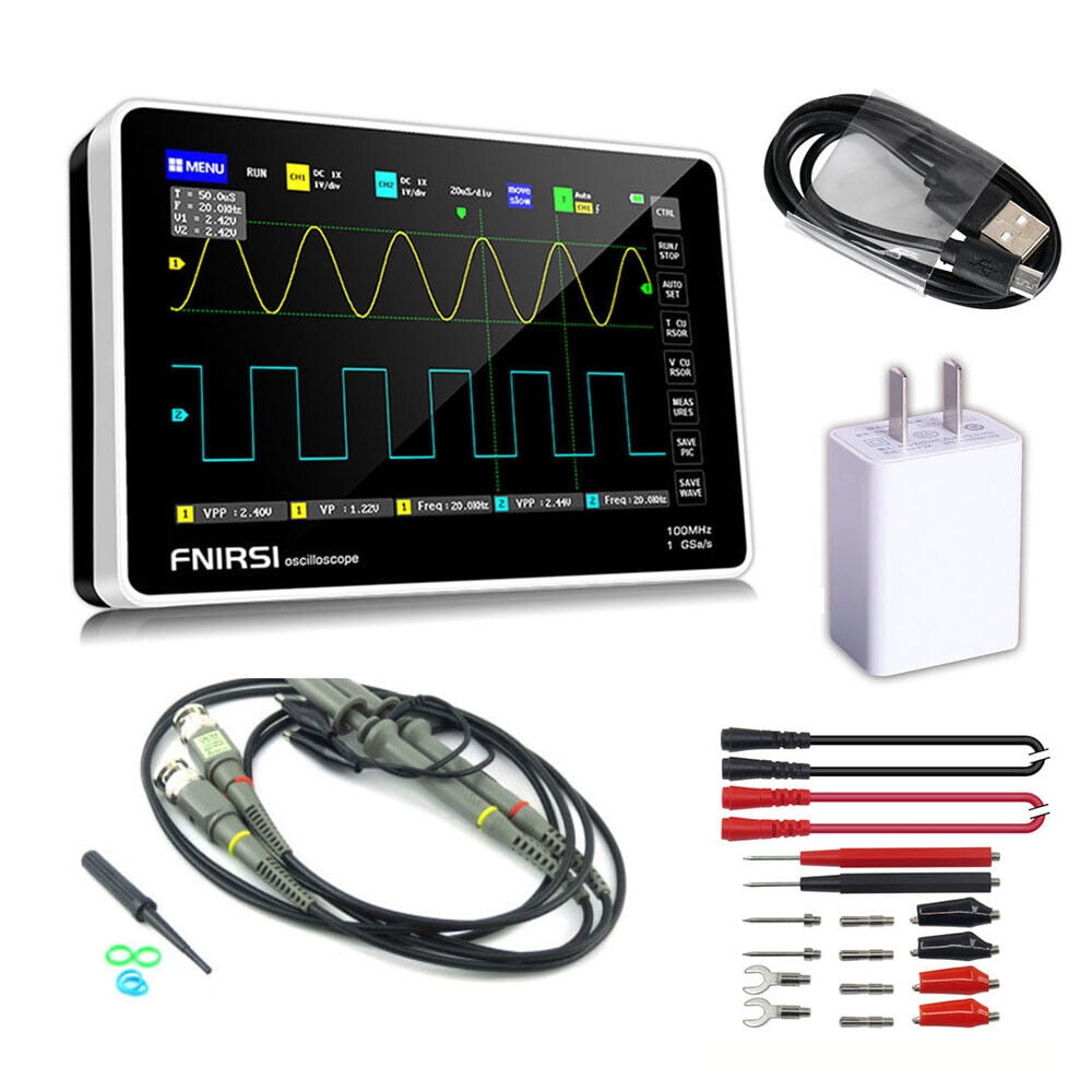 FNIRSI 1013D Oscilloscope - Handheld Tablet Oscilloscope, Portable Digital Storage Oscilloscope 2 Channels 100Mhz Bandwidth 1GSa/s Sampling Rate 7" TFT LCD Touch Screen