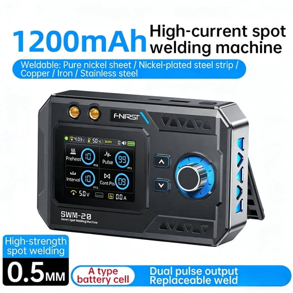 FNIRSI  Spot Welding Machine, Portable Battery Spot Welder with 2.4" TFT Screen, Adjustable Time & Current for 0.1-0.5mm Nickel Sheet Battery Pack Repair