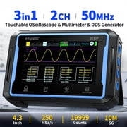 FNIRSI 2C53P 3-in-1 Handheld Oscilloscope, Multimeter & Signal Generator, 50MHz 250MSa/s Dual Channel Digital Oscilloscope with 4.3 Touch Screen