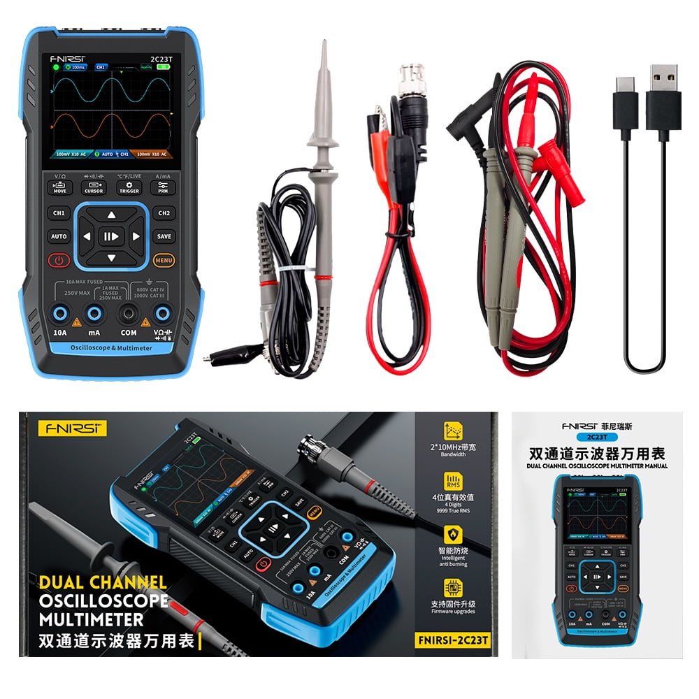 FNIRSI Handheld Oscilloscope 10Mhz Bandwidth 50MSa/s Sampling Rate ...