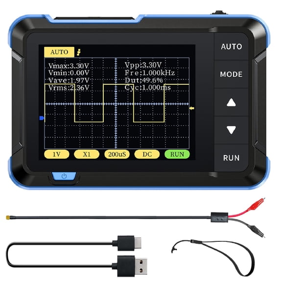 FNIRSI Portable Digital Oscilloscope DSO152 2.8 In LCD Display 2.5MS/s 200KHz Automotive Handheld Mini Oscilloscope for DIY Repair Teaching Built-in Battery Blue (3.9 in / 99 mm)