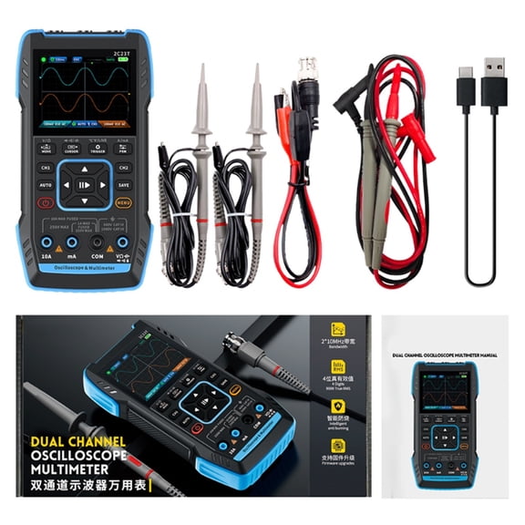 FNIRSIs 2C23T Handheld Digital Dual Channel Oscilloscope Multimeter 3in1 Signal Generator Dual Channel Digital Oscilloscope