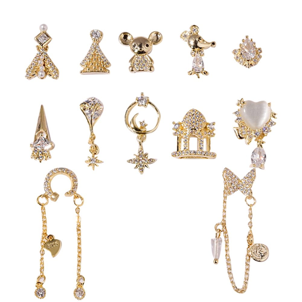 FNNMNNR 12PCS Nail Art Rhinestone Multipurpose Shiny Nail Charm Nail