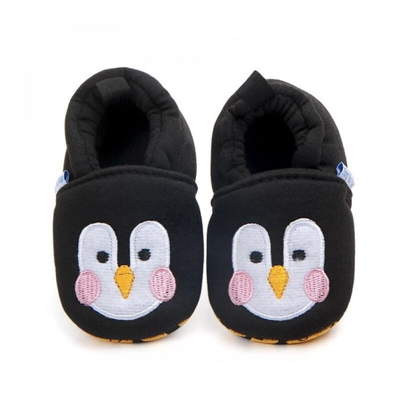 FNNMNNR 1Pair Newborn Baby Girl Boy Home Shoes Soft Sole Indoor Slippers Infant Crib Shoes Fashion Cartoon First Walkers Black 2 13
