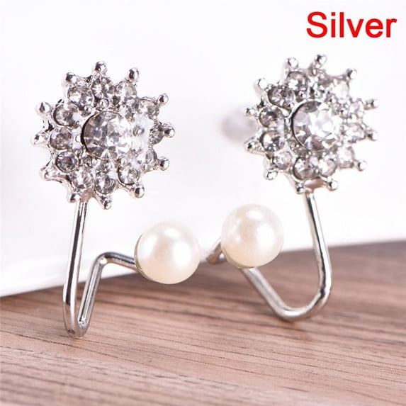 FNNMNNR 1Pair Pearl Rhinestone Ear Stud Earrings Crystal Ear Clip Jewelry Lady Elegant