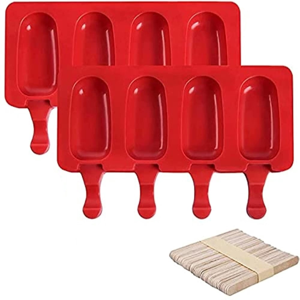 FNNMNNR 2 Pack Silicone Popsicle Molds, Reusable 4 Cavities Homemade ...