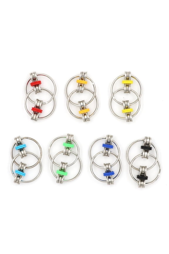 2PCS Bicycle Chain Fidget Metal Hand Spinner Key Ring Sensory Toy Stress Relieve