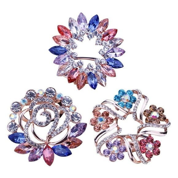 3 Multi-Purposes wWomen’s Scarf Clip brooches Beautiful Sarf Ring Clothes Buckles Jewelry