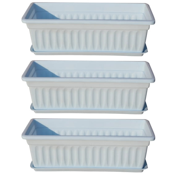 FNNMNNR 3Pcs Balcony Garden Rectangular Vegetable Flower Planter Resin Box Planting Pot