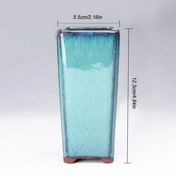 FNNMNNR Artistic Ceramic Planter Pot Handmade Thick Tall Vase With Drainage Hole Square Eastern Ornament For Indoor Outdoor