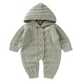 thumbnail image 1 of FNNMNNR Autumn Winter Baby Boys Girls Clothes Warm Knitted Jumpsuit Newborn Romper Clothing Playsuit Light Green 3-6 Months, 1 of 8