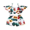 thumbnail image 1 of FNNMNNR Baby Girl Off Shoulder Floral Cropped Ruffle Top + Shorts Clothing, 1 of 4
