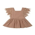 thumbnail image 1 of FNNMNNR Baby Girl Summer Sleeveless Dress Flare Sleeve Lace Patchwork V Back Sundress, 1 of 2
