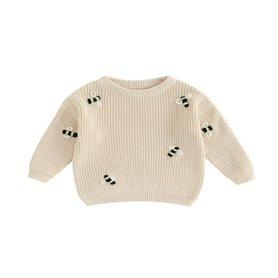 FNNMNNR Baby Round Neck Sweaters Long Sleeve Loose Knitted Pullovers