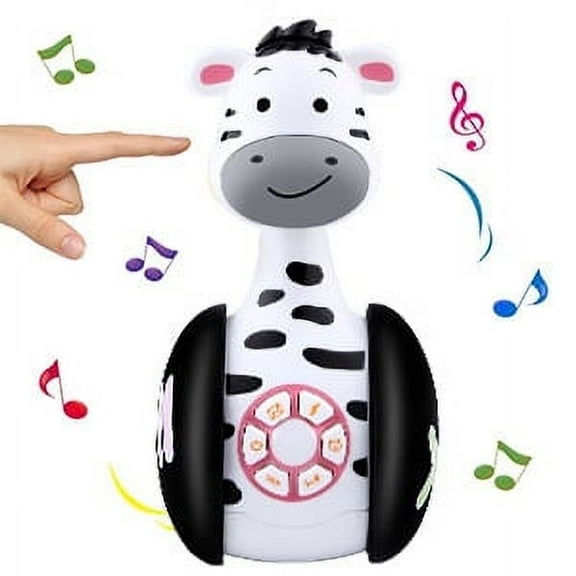 FNNMNNR Baby Toys for 6 Months Plus,Musical Toys Cartoon Giraffe Zebra Tumbler Toys for Baby Toddlers,Sound Toy with Music and LED Light,Early Educational Toys Games Baby Gifts for Kids Boys Girls