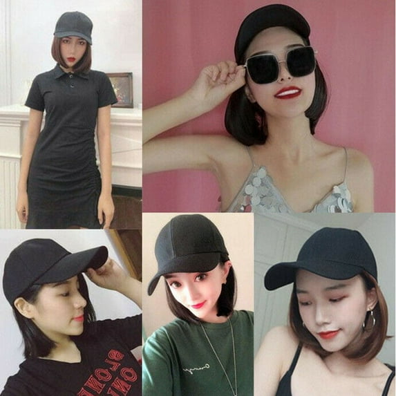 FNNMNNR Baseball Cap with Wigs Pixie Cut Bob Hair Synthetic Short Hair Hat for Women New