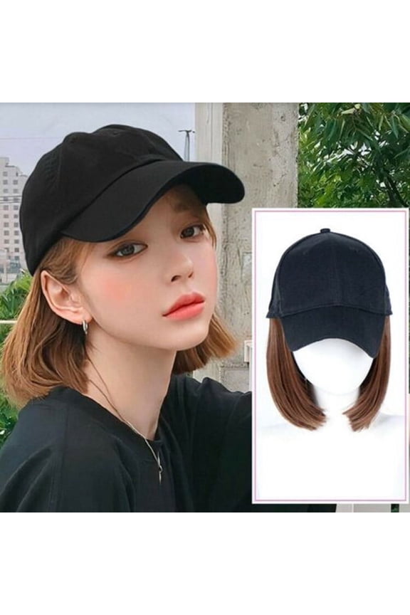 Baseball Cap with Wigs Pixie Cut Bob Hair Synthetic Short Hair Hat for Women New