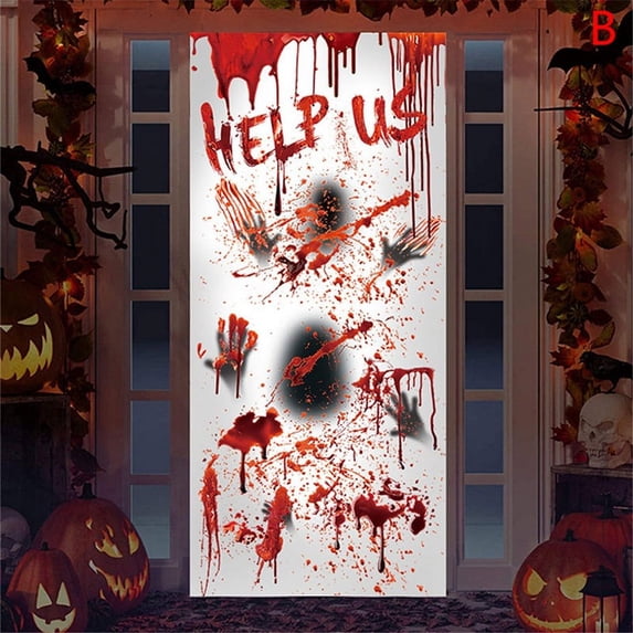 FNNMNNR Big Removable Happy Halloween Stickers Blood Hands Decorations Windows Stickers
