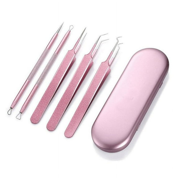 FNNMNNR Blackhead removal five-piece set pink shell stainless steel facial care tool set