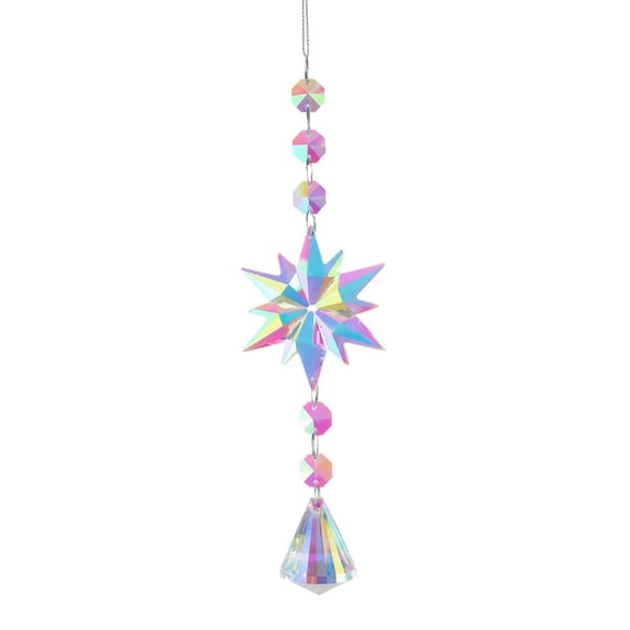 FNNMNNR Boc Car Pendant Snowflake Transparent Fine Workmanship Strong Toughness Wide Application Decorate Reusable Colorful Faux Crystals Gla