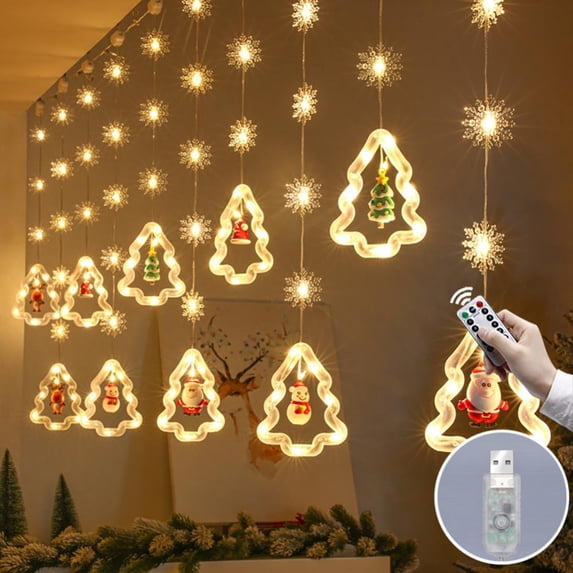 FNNMNNR Christmas Lights String Fairy Lights USB/Battery Operated Fairy String Lights for Room Star Tree Shape Hanging Fairy Lights with Remote for Christmas Wedding Décor 8 Flashing