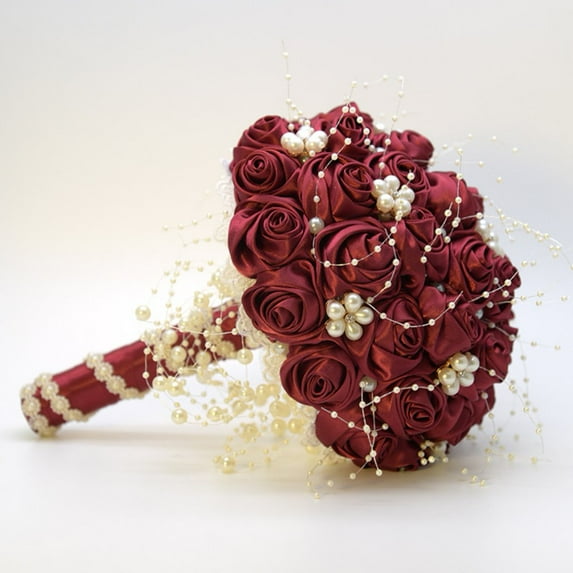 FNNMNNR Clearance! Bridal Bouquets Artificial Wedding Bouquet Crystal Sparkle With Pearls Free Ship Dropship 14 Colors Gorgeous Wedding Flowers/ A