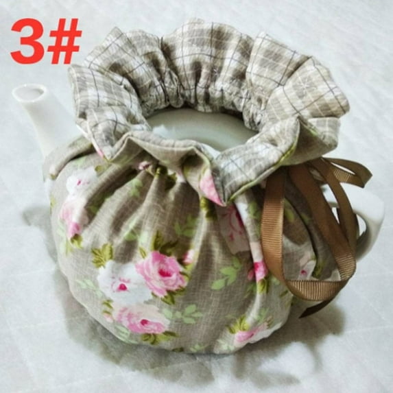 FNNMNNR Cotton Vintage Floral Teapots Dust Cover Tea Cosy Kettle Cover Insulation and Keep Warm For Home(3#)