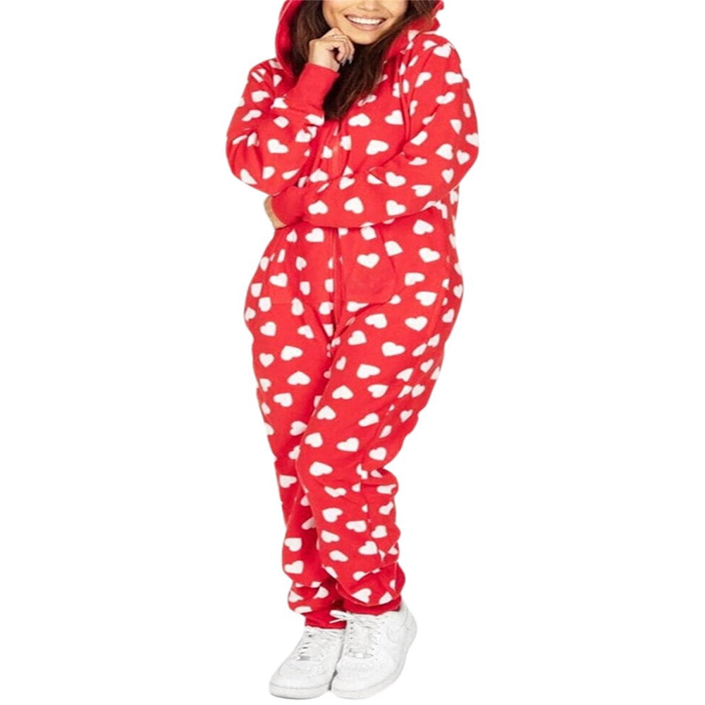 Yiiciovy Christmas Matching Pajamas for Couples Funny Printed Zipper One  Piece Hoodie Jumpsuit Onesie for Adult Women Men (Women, C HOHOHO Red, S) -  Yahoo Shopping