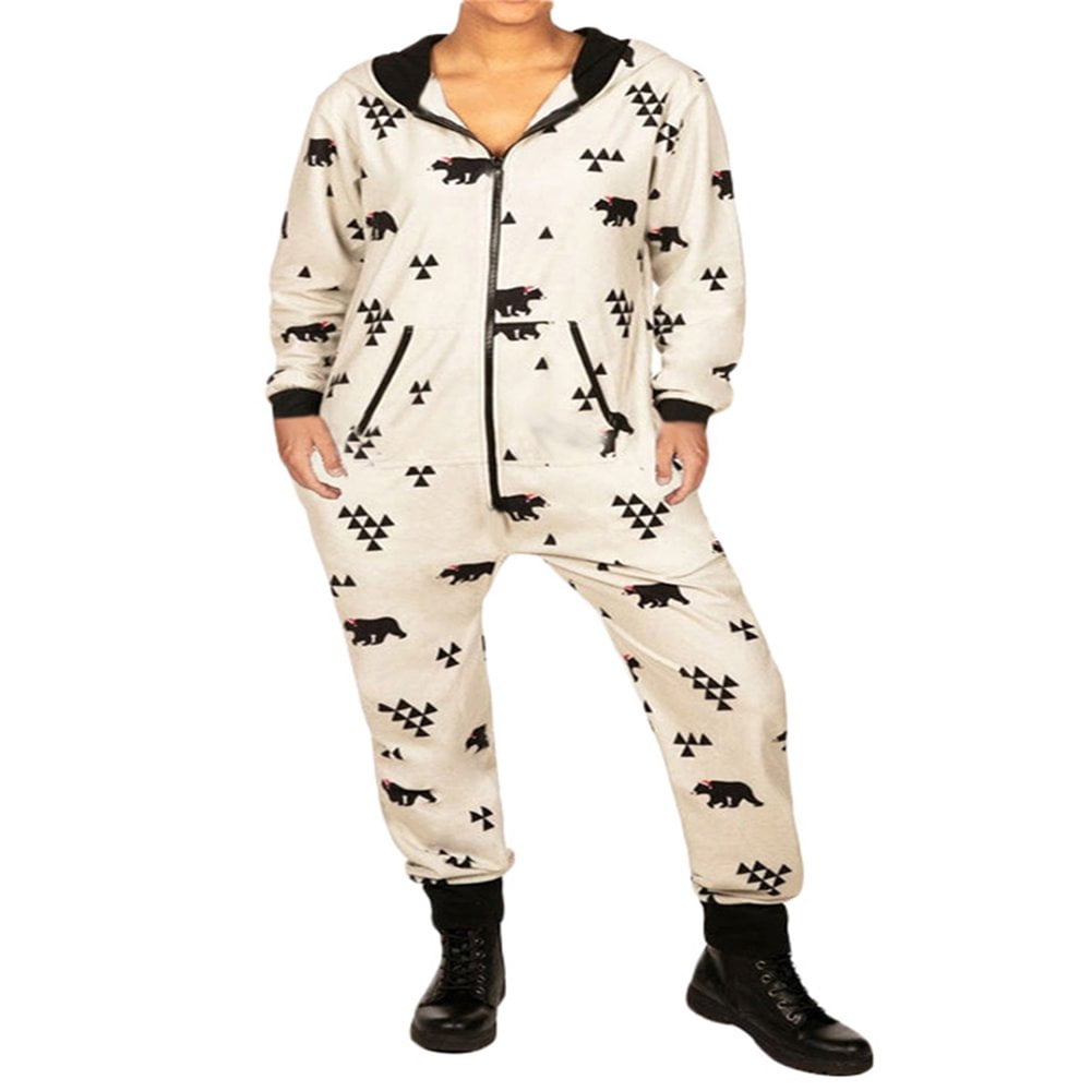 FNNMNNR Couples Matching Christmas Pajamas Jumpsuit Hoodie Onesie Cute